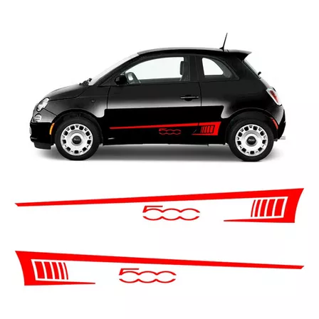 Faixa Fiat 500 Sport Adesivo Vermelho Lateral Decorativo Par
