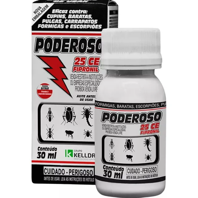 Poderoso Inseticida Fipronil 30ml Kelldrin: Mata Baratas, Cupins, Pulgas, Carrapatos, Formigas, Mosquitos, Traças E Escorpiões