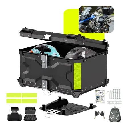 Bau Para Moto 65l Alumínio Base Universal Top Case Maletero Preto