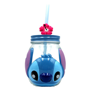 Mason Jar 3d Stitch Con Tapa Y Popote Original Disney Mason Jar 3d Stitch Con Tapa Y Popote Original Disney