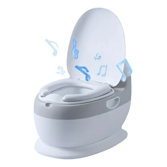 Pelela Inodoro Bacinica Con Sonido Baño Portátil Para Niños Bacinica Bañito Entrenador Asiento Acojinado Color Blanco