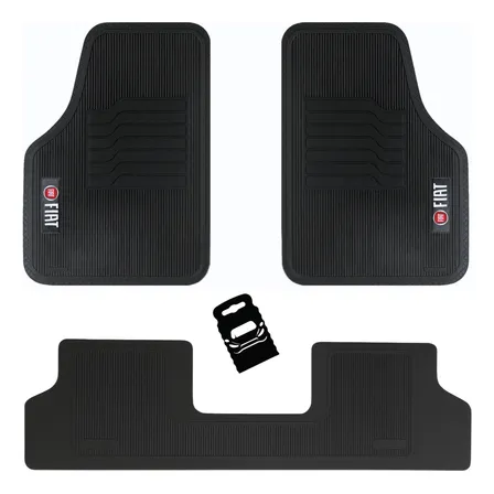Kit Jogo Tapete Automotivo Borracha Fiat 5 Pç + Lixeira