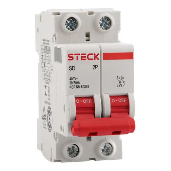 Llave Termica Bipolar 2x10 Curva C 10amp Steck Color Blanco / Rojo