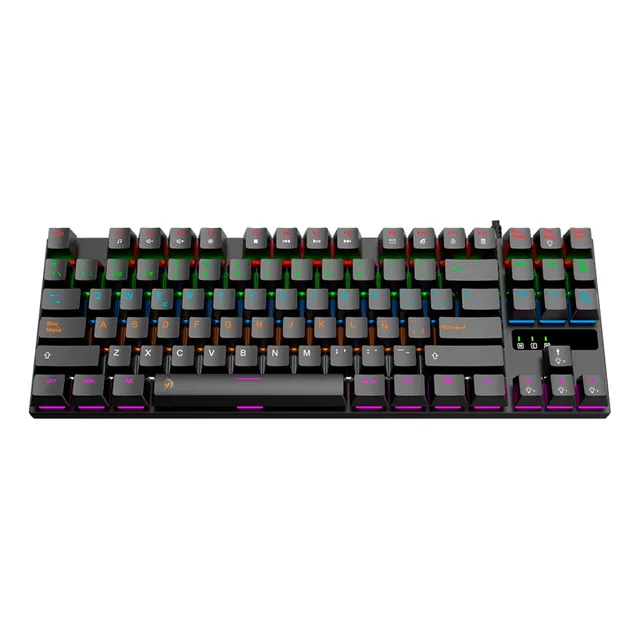 Teclado Gamer Mecánico Netmak NM-SKILL Switch Blue Idioma Español Latinoamérica Color Negro