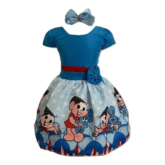 Vestido Infantil Temático Menina Dentuça E Coelho Azul