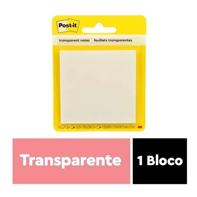 Post-it Transparente 73mm X 73mm 36 Folhas 3m