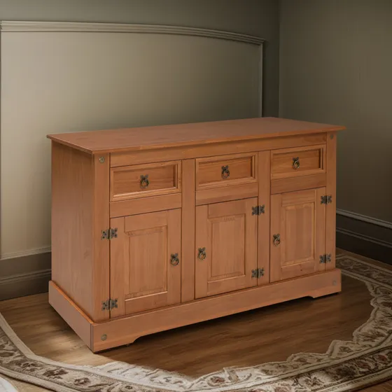 Bargueño Aparador Madera Maciza Buffet 3 Puertas 3 Cajones