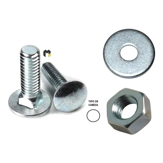 Pack Perno Coche 1/4x2 + Tuerca + Golilla Clbra (100 Un)