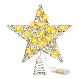 La Estrella Superior Del Árbol De Navidad Con Cuerdas De Luz La Estrella Superior Del Árbol De Navidad Con Cuerdas De Luz