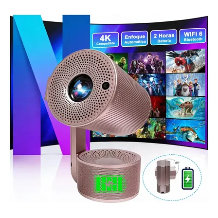 Proyector 4k Android Bigview 15000lm Mini Cañón Proyector Exterior Profesional Led Portatil Inteligente Apto Para Uso… Champán