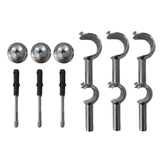 3 Suportes De Parede Duplo 19/28mm P/ Varão Cortina Alumínio