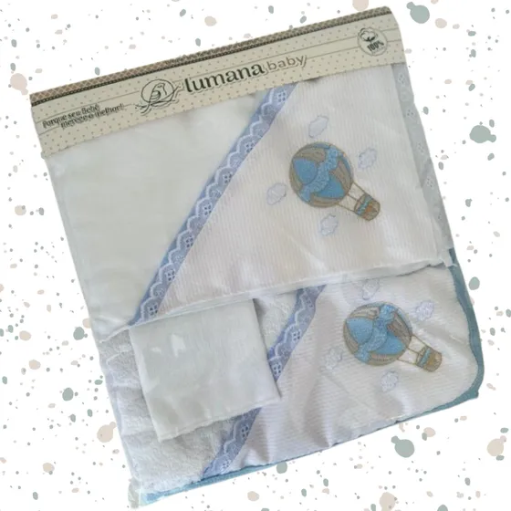 Kit Toalha Bordada 3 Pçs Bebê Fralda, Capuz E Boca Mary Baby