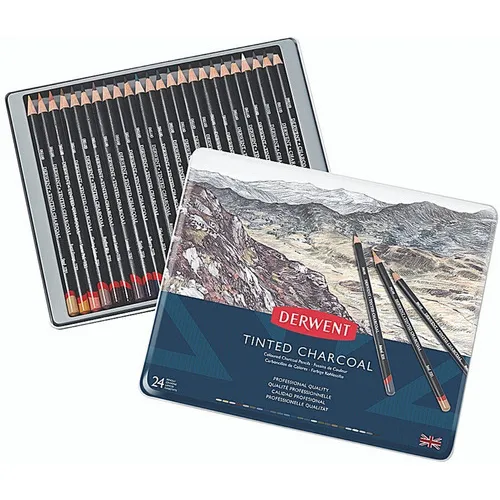 Caja 24 Lápices Carbón Entintado Colores Derwent Dibujo