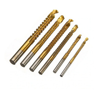 Kit 6 Brocas Espiral Titânio Corte Lateral Madeira Metal Mdf Kit 6 Brocas Espiral Titânio Corte Lateral Madeira Metal Mdf