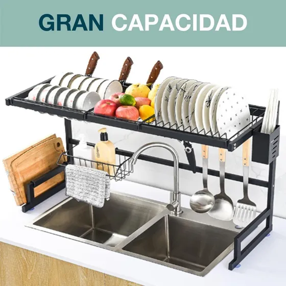 Secaplatos Escurridor 85cm Sobre Lavaplato Acero Inoxidable Color Negro mate