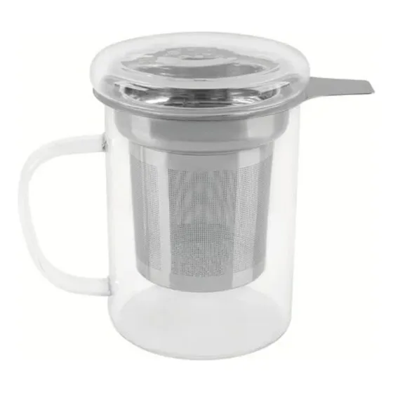 Taza O Tetera Individual Con Infusor De Acero 350 Ml Color Transparente Taza Con Infusor