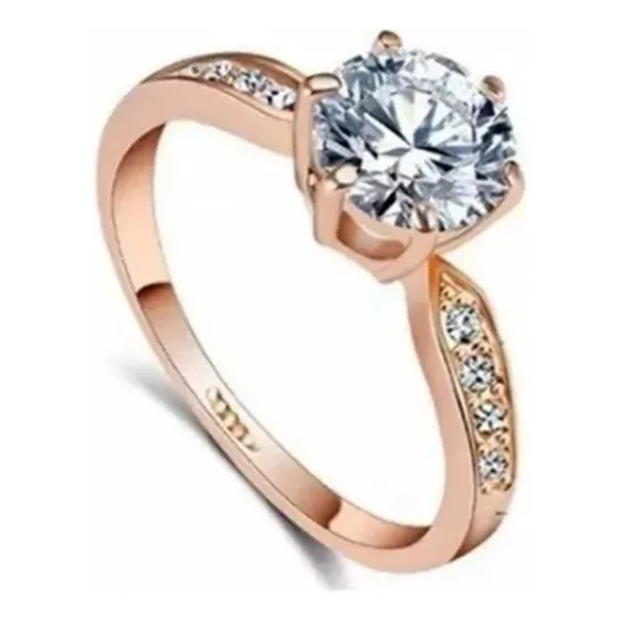 Anel Banhado Ouro Rose 18k Feminino Cristais Swarovski