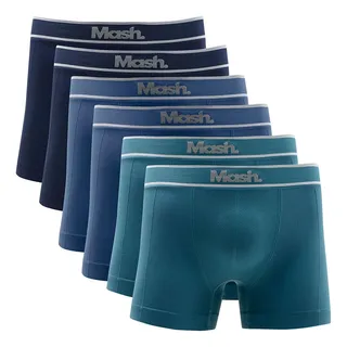 Kit 6 Cuecas Boxer Microfibra Sem Costura Logo Mash Kit 6 Cuecas Boxer Microfibra Sem Costura Logo Mash