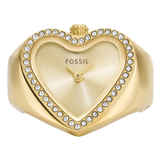 Reloj Mujer Fossil Es5407 Reloj De Anillo Correa Dorado Bisel Dorado Fondo Dorado
