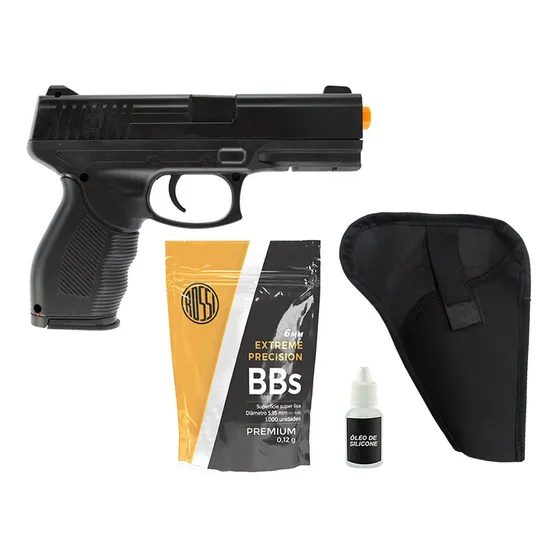 Arma Airsoft Pistola Spring 24/7 + Coldre Cinto + Bbs + Óleo