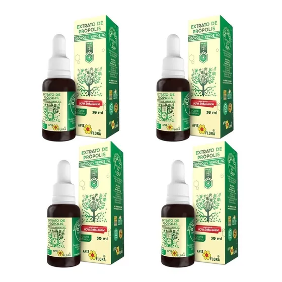 Extrato De Própolis Verde 70 Apis Flora 30 Ml - Kit 4 Unids