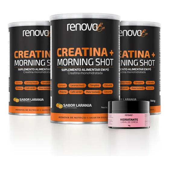 3 Creatinas Monohidrata Morning Shot Renova Be Sabor Laranja