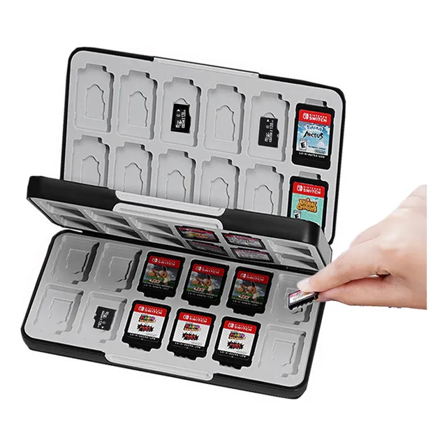 Funda 48tarjeta Juego Protector Estuche Para Nintendo Switch Color Carbon Fiber Black