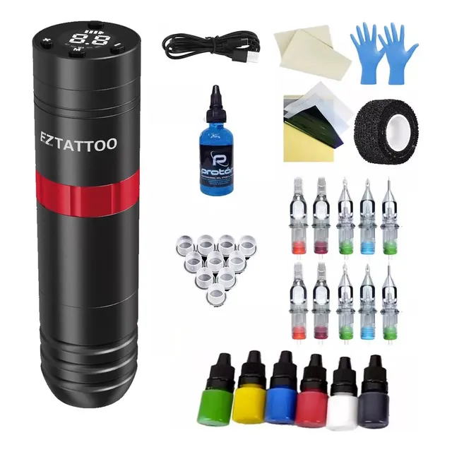 Kit De Tatuaje Pen Inalambrica Profesional Ez Caster Tattoo
