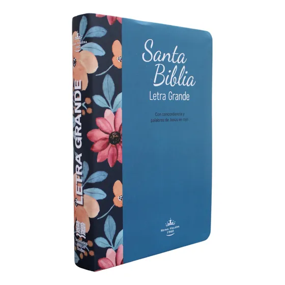 Santa Biblia Reina-valera 1960-lomo Azúl Floreado