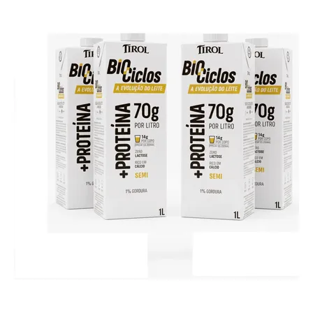Kit 4 Leites Tirol 70g De Proteína Zero Lactose High Protein