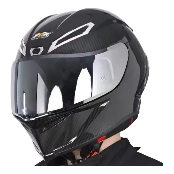 Casco Moto Axor Ex Bihr Fibra De Carbono Brillo Ecer Dot