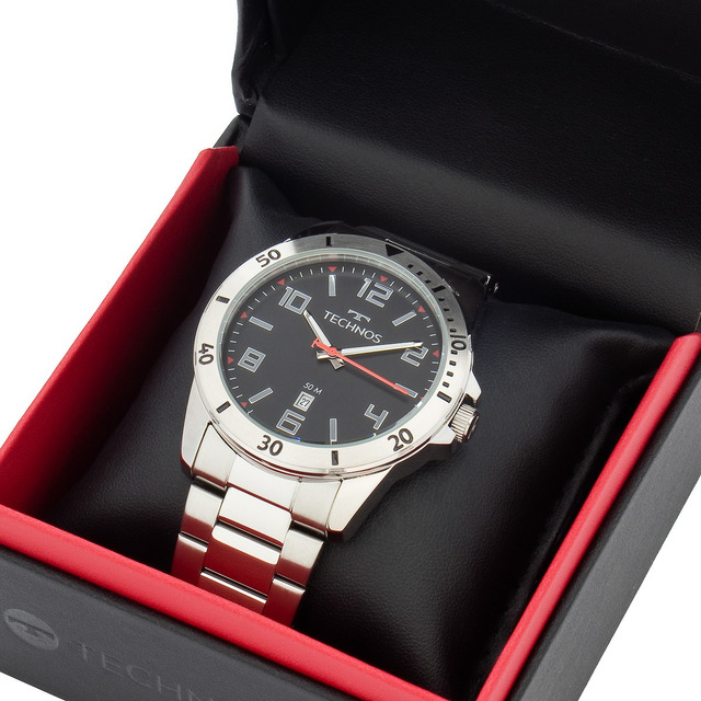 Relógio Masculino Technos Militar Azul Original Prata Relógio Masculino Technos Militar Azul Original Prata
