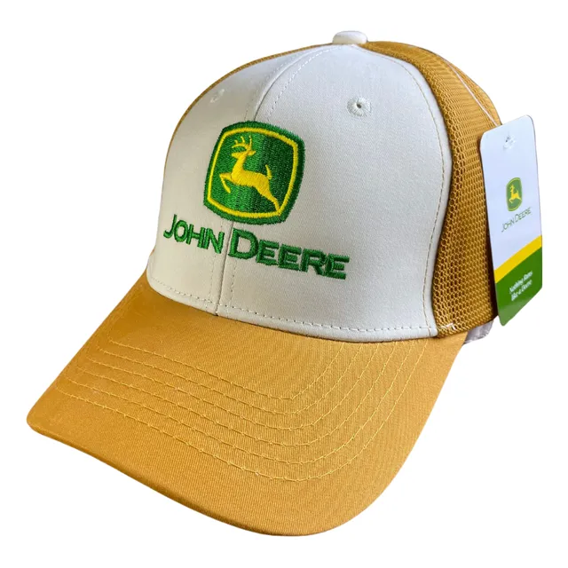 Gorra Estilo John Deere Blanco Ocre Malla Trucker Jd137 Ocre Único Lisa