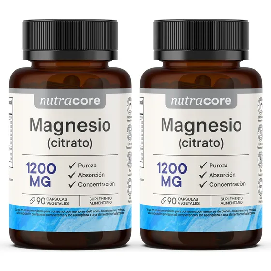 Más Potente 1200mg Magnesio Citrato pack 2x90 | NutraCore