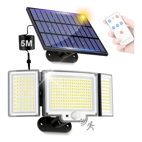 Dopwii Lámpara Solar Exterior Jardin Pared Sensor Luz 328led