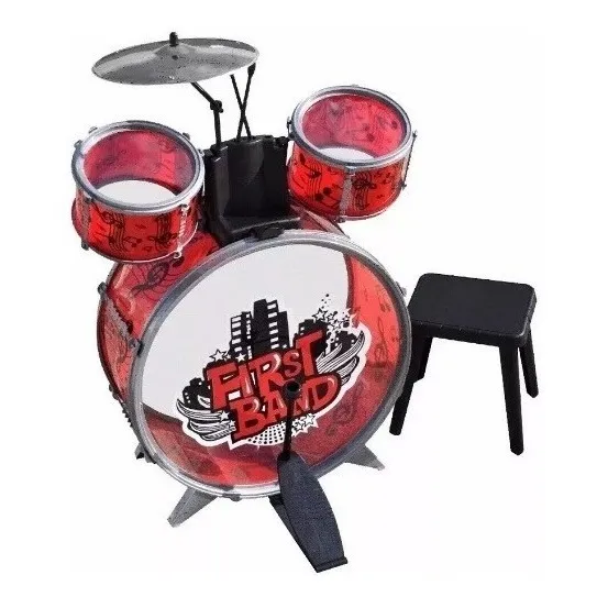 Bateria Musical En Caja Con Banco Faydi FD2541 ELG Rojo