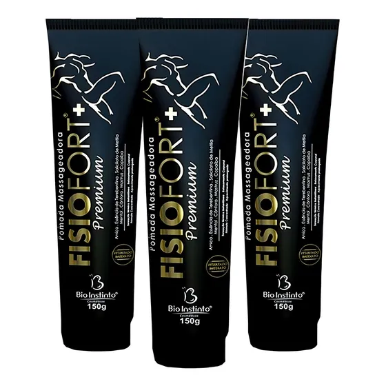 Kit 3 Pomadas Massageadora Fisiofort Premium Bio Instinto