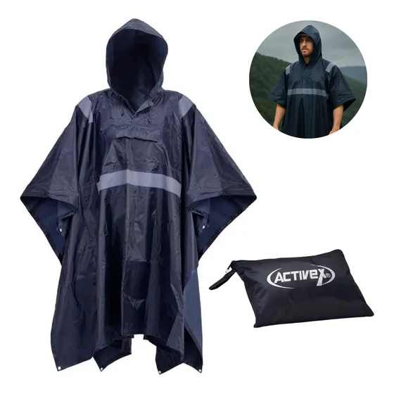 Poncho Impermeable Pvc Gorro Capa Lluvia Reflectante Activex