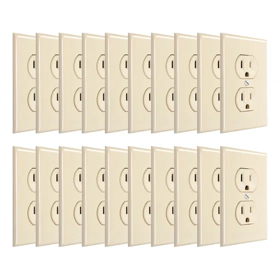 20 Contactos Dúplex Con-x Con Tapa 125 V~ 15 A Mayoreo Color Marfil