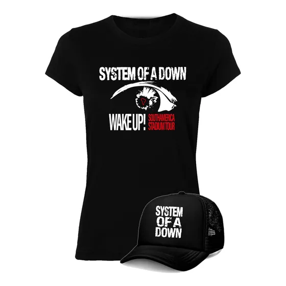 Camiseta Mujer System Of A Down Rock Metal Wake Up! + Gorra