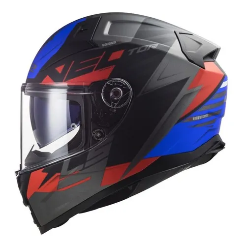 Casco Ls2 Vector Ii Ff811 Absolute Blue Tricompuesto para motocicleta, color negro/rojo/azul, talla 62