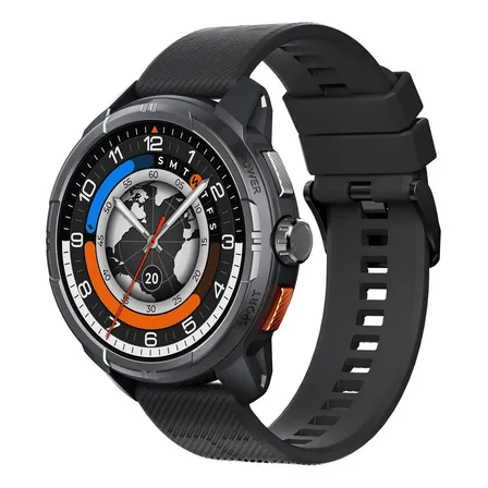 Relógio inteligente Haylou Solar Ultra Gps, tela amolada de 1,6 pés, chamadas Bluetooth, resistência à água de 5 atm, Ls23, preto
