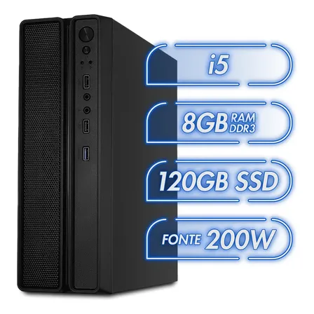 Pc Mini Computador Cpu Intel Core I5 8GB SSD 120GB Com Wi-Fi 127/220v