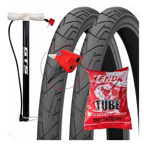 Kit Par De Pneu 26x1.1/2 Levorin + 2 Câmara 26x1.9+bomba Gts