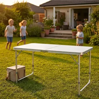 Mesa Dobrável Zelt Retangular Portátil Para Camping Com 3 Níveis De Altura Branca Branco