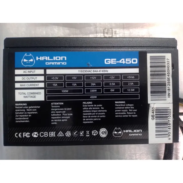 Fuente De Poder Real Atx 450w Ge-450 Gaming Halion