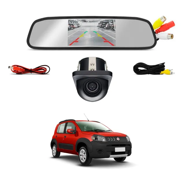 Kit Camera Retrovisor Fiat Uno 2010 2011 2012 2013