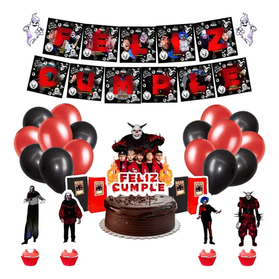 Set Globos+ 20 Bolsitas Y Stickers Payasos De La Deep Web Rojo Feliz Cumple Mas 20 Bolsitas Personalizadas Con Nombre