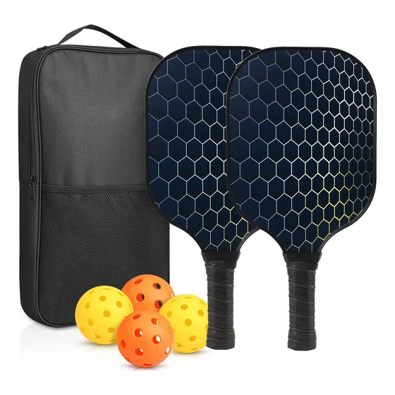 Raquete Pickleball Fibra De Vidro 2 Raquetes 4 Bolas 1 Bols