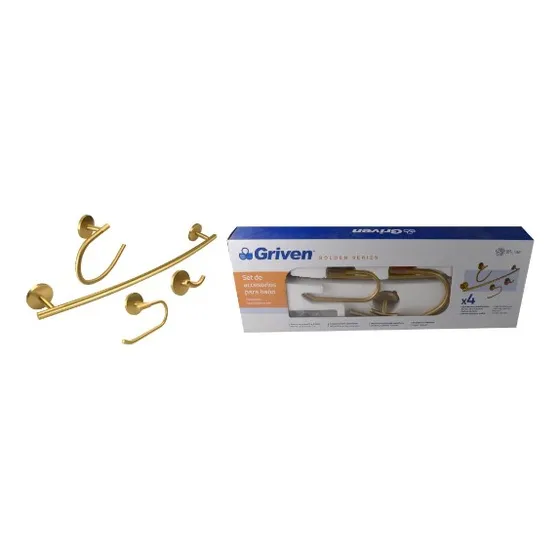 Accesorios De Baño 4 Piezas Dorado Acero Inoxidable